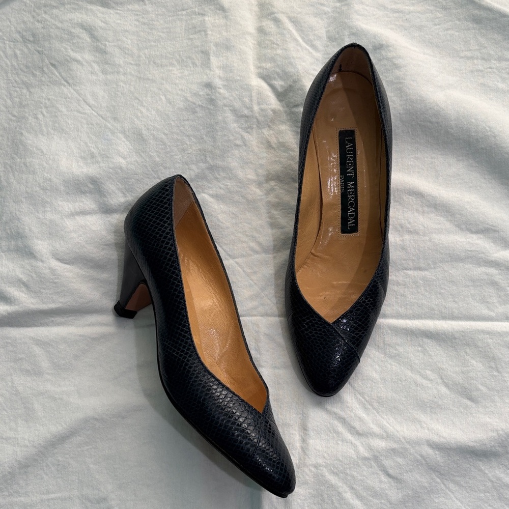 Laurent Mercadal Paris Dark Navy Python / Snake Heels